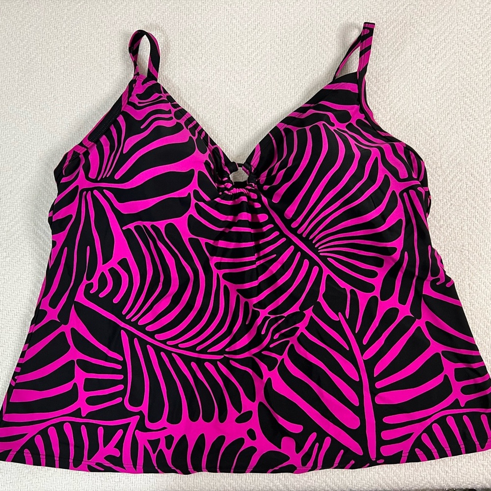 Swim Top Women Size 16 Adjustable V-Neck Tankini Swimwear Tag Removed Vibrant